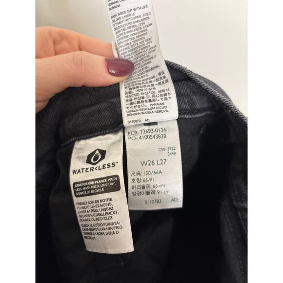 Levi's Ribcage Jeans Womens 26 Straight Ankle Washed Black Ultra High Rise - Picture 6 of 6